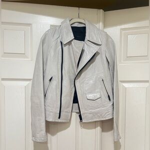 Moussy Women Sz XS Neutral goat Leather Jacket Motor Western M1A63-1033-246‎